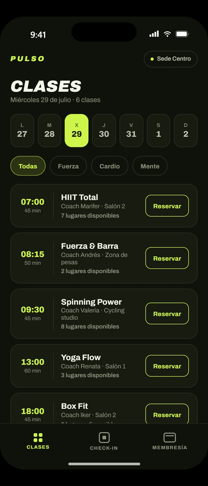 PULSO — calendario de clases