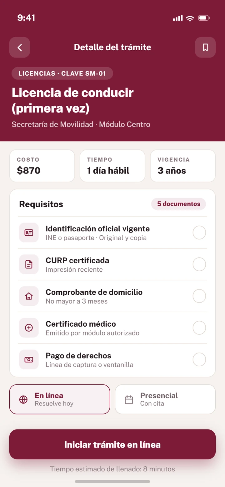 Trámites — detalle de trámite