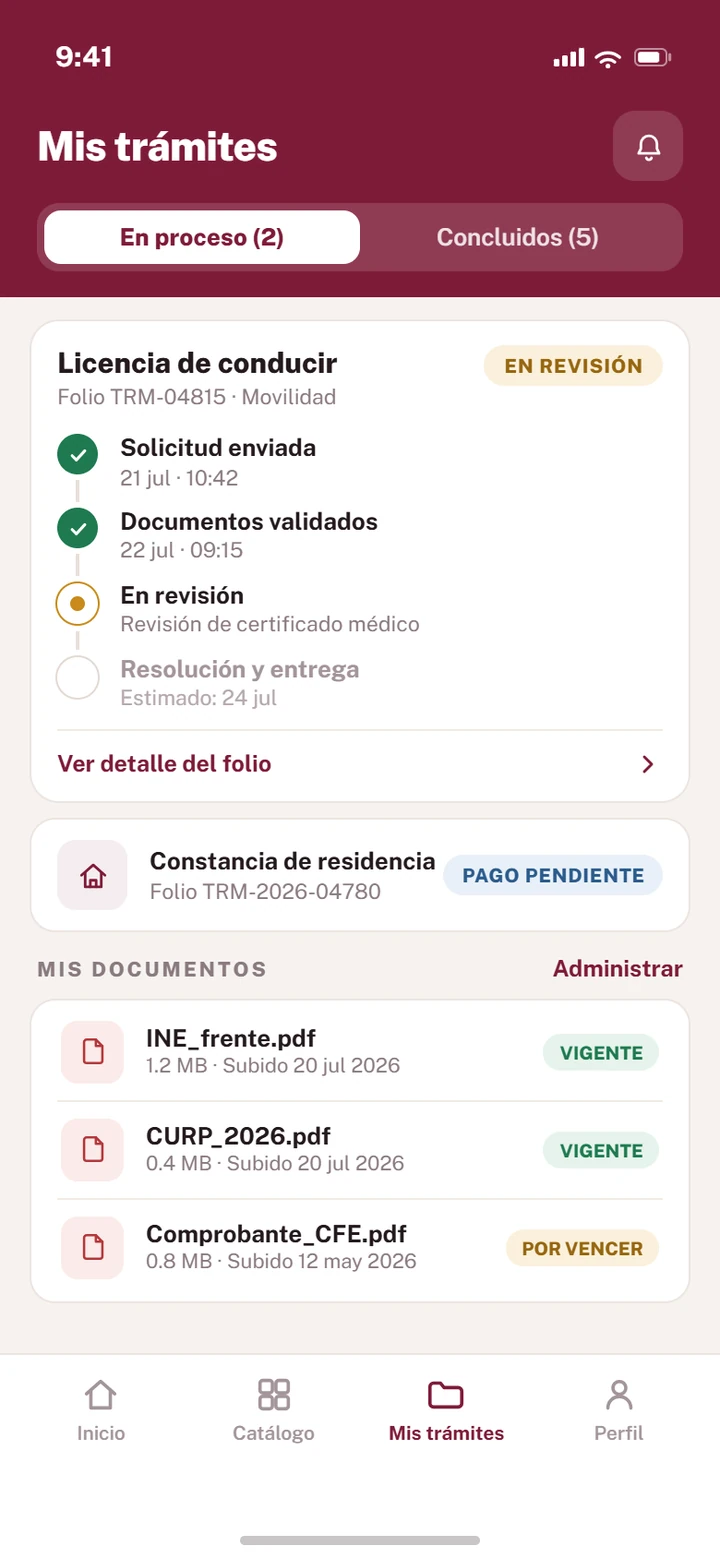 Trámites — seguimiento por folio